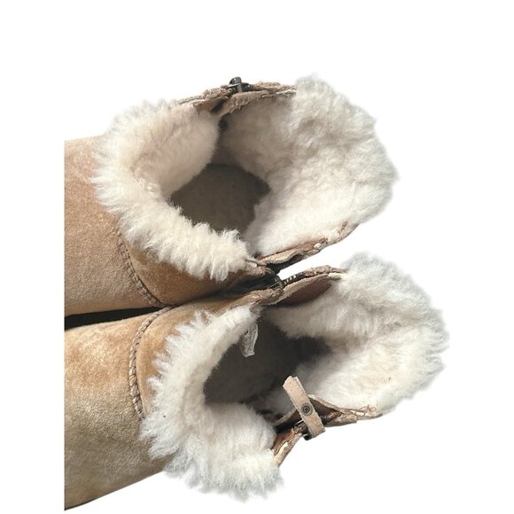 UGG Womens Size 5 Classic Mini Double Zip Chestnut Suede Shearling Boots Shoes - Picture 7 of 11